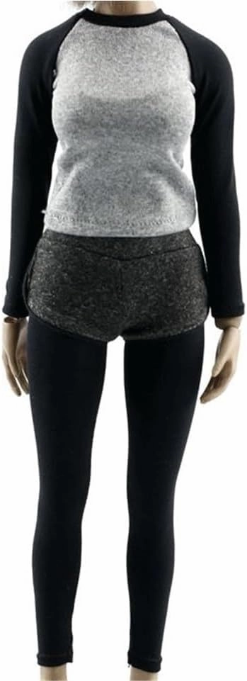 1/6 Scale Female Soldier Model Figure Doll Sportwear Long Sleeves T-Shirt Shorts Leggings Clothes for 12 Inch Action Figure Doll Clothes Doll