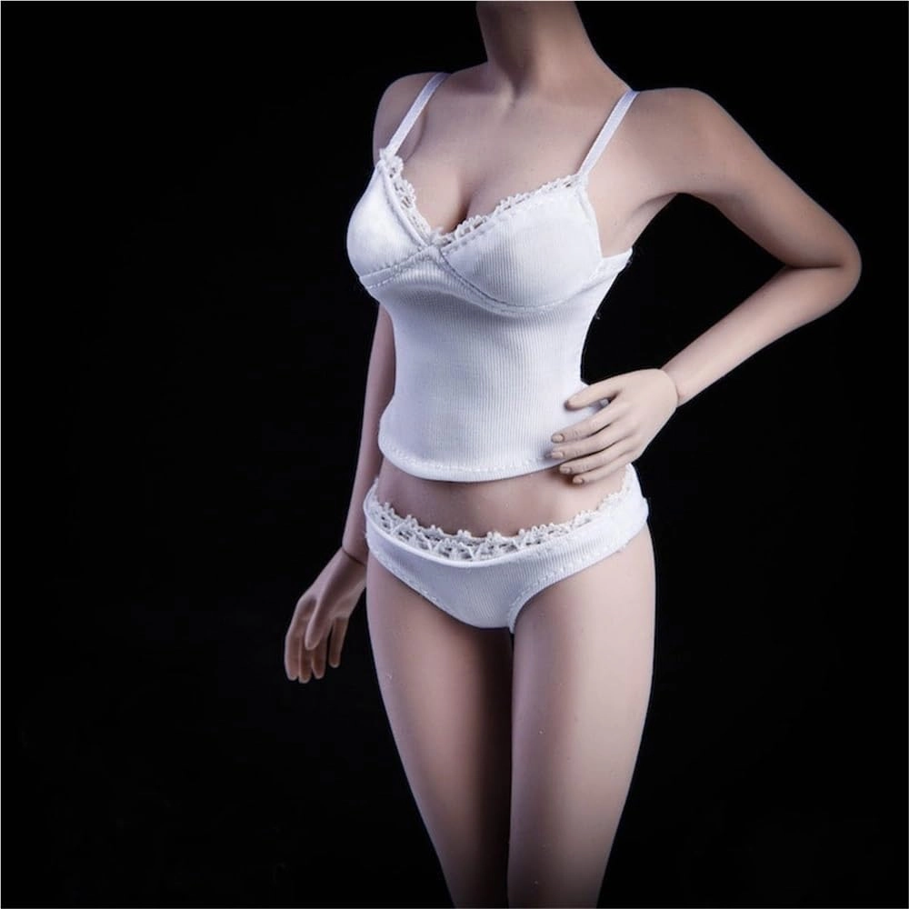 1/6 Scale Female Soldier Model Figure Doll Strap Vest Undershirts Underpants Clothes for 12 inch Action Figure Doll Clothes Doll(White)