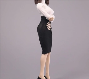 1/6 Scale Figure Doll Clothes, High Neck Long Sleeved Knit Shirt Tight Fitting Skirt Clothing Costume for 12 inch Female Action Figure Accessories Doll(Black)