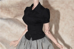 1/6 Scale Figure Doll Clothes, Short Sleeved Casual Collar Shirts, Clothing Costume for 12 inch Female Action Figure Accessories Doll(Black)