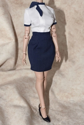 1/6 Scale Figure Doll Clothes, Short Sleeved Shirt High Waisted Tight Skirt, Clothing Costume for 12 inch Female Action Figure Accessories Doll(White)