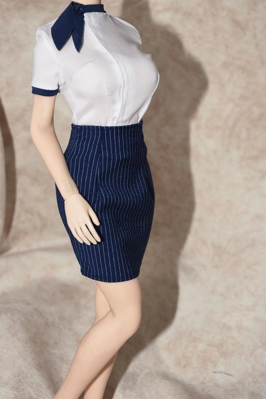 1/6 Scale Figure Doll Clothes, Short Sleeved Shirt High Waisted Tight Skirt, Clothing Costume for 12 inch Female Action Figure Accessories Doll(White)