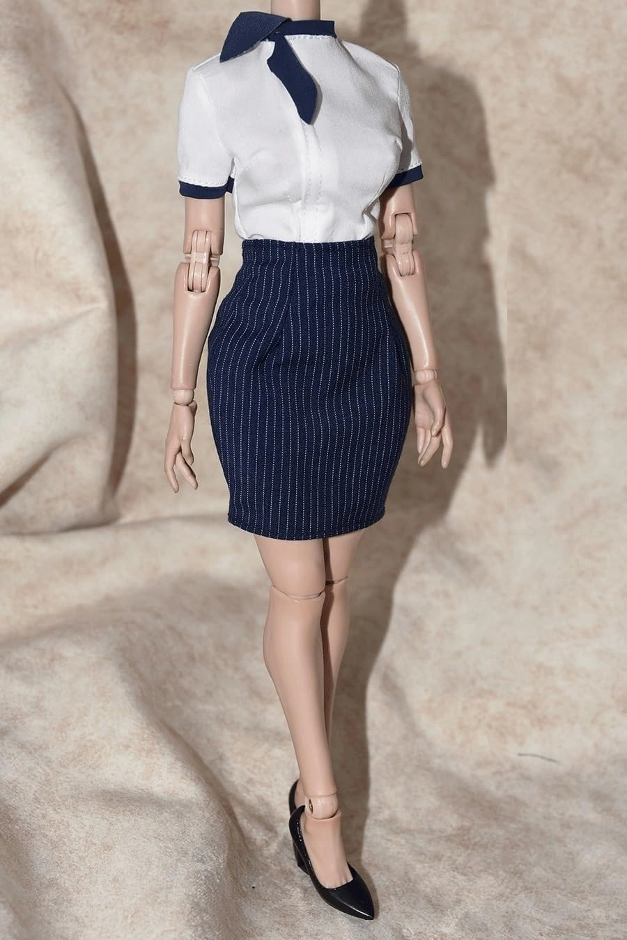 1/6 Scale Figure Doll Clothes, Short Sleeved Shirt High Waisted Tight Skirt, Clothing Costume for 12 inch Female Action Figure Accessories Doll(White)