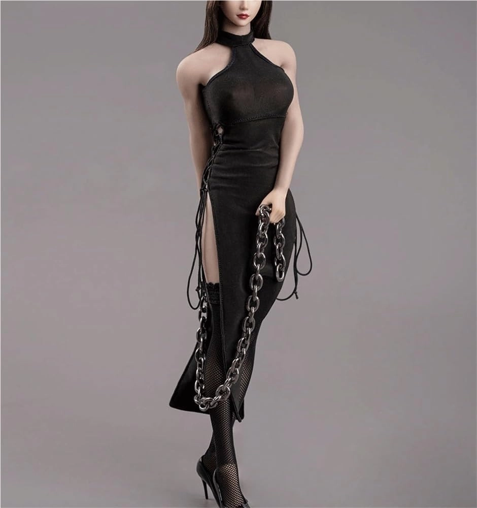 1/6 Scale Figure Doll Clothes, Sleeveless Long Dress Underwear Stockings Chain Clothing Costume for 12 inch Female Action Figure Accessories Doll