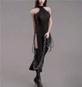 1/6 Scale Figure Doll Clothes, Sleeveless Long Dress Underwear Stockings Chain Clothing Costume for 12 inch Female Action Figure Accessories Doll