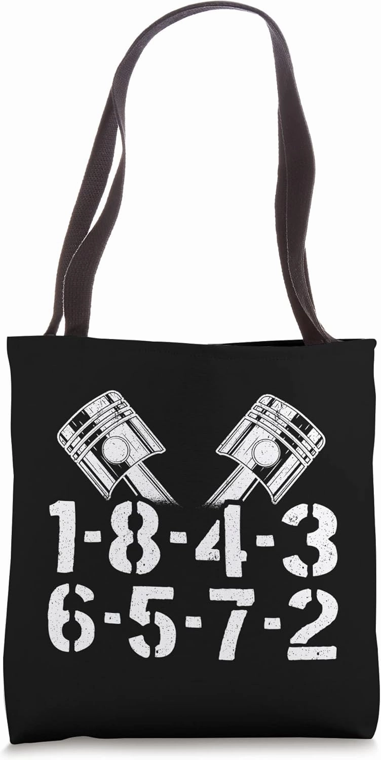 1-8-4-3-6-5-7-2 Firing Order V8 Big Block Car Guy Garage Tote Bag