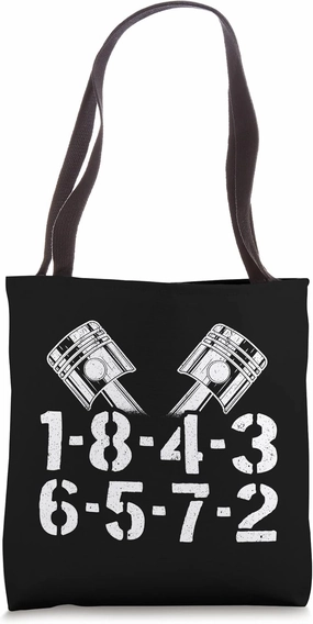 1-8-4-3-6-5-7-2 Firing Order V8 Big Block Car Guy Garage Tote Bag