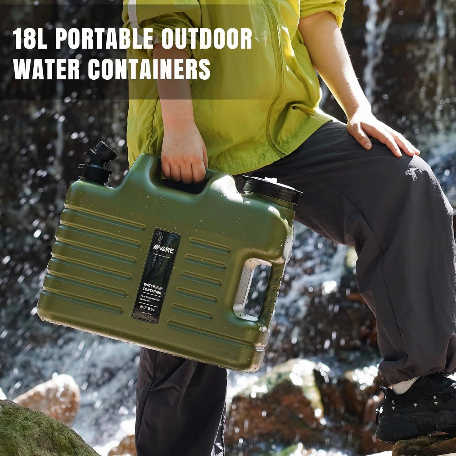 1MORE Water Container w/ Spigot-4.76 Gallon Water Jug (Truly No Leakage) Water Storage Carrier, Water Tank,BPA Free,Portable Emergency Water Storage Camping,Vehicle, Car, Hiking, Hurricane Supplies