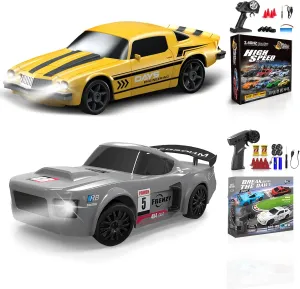 2 Pcs RC Drift Car 1:24 Remote Control Car 4WD High Speed Racing Sport Car with LED Lights RC Cars Toy Cars for Kids Boys Girls Adults Gifts Birthday Christmas Rechargeable Batteries