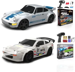 2 Pcs RC Drift Car 1:24 Remote Control Car 4WD High Speed Racing Sport Car with LED Lights RC Cars Toy Cars for Kids Boys Girls Adults Gifts Birthday Christmas Rechargeable Batteries