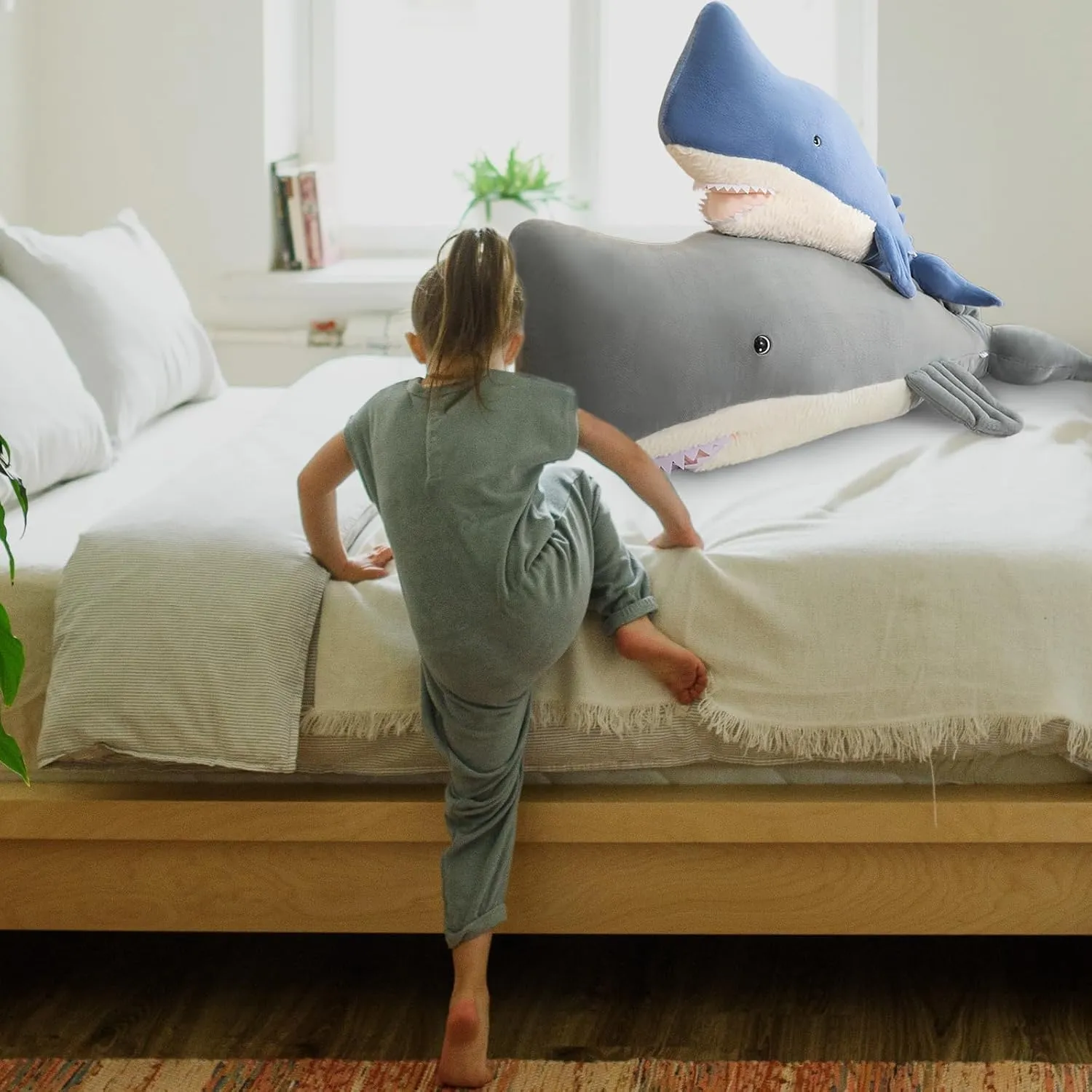 20 Inch Whale Stuffed Animal, Whale Shark Plush Toy, Marine Animal Fish Decorations, Plush Whales Pillow, Classic Perfect Stress Relief Gift! (Gray, 20 Inch)