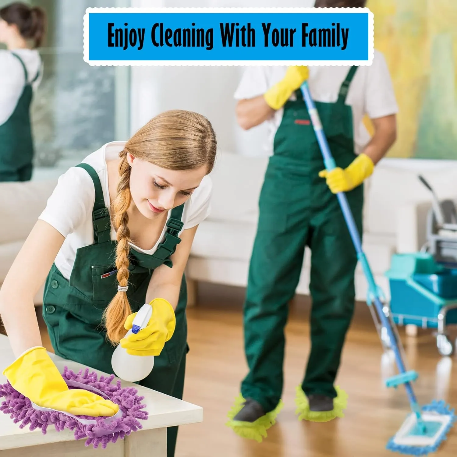 20 Pcs CHENGU Mop Slippers Shoes Cover for Floor Cleaning Microfiber Cleaning House Dust Mopping Slippers Washable Reusable Mop Socks for Women House Kitchen Office (5 Colors)