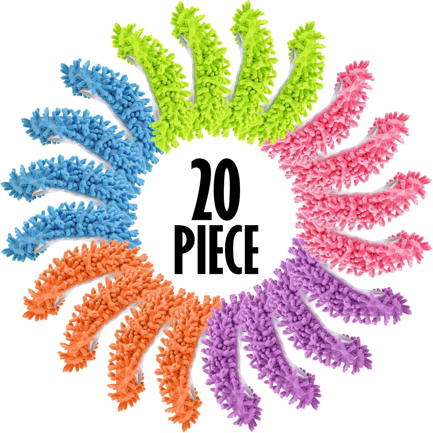 20 Pcs CHENGU Mop Slippers Shoes Cover for Floor Cleaning Microfiber Cleaning House Dust Mopping Slippers Washable Reusable Mop Socks for Women House Kitchen Office (5 Colors)