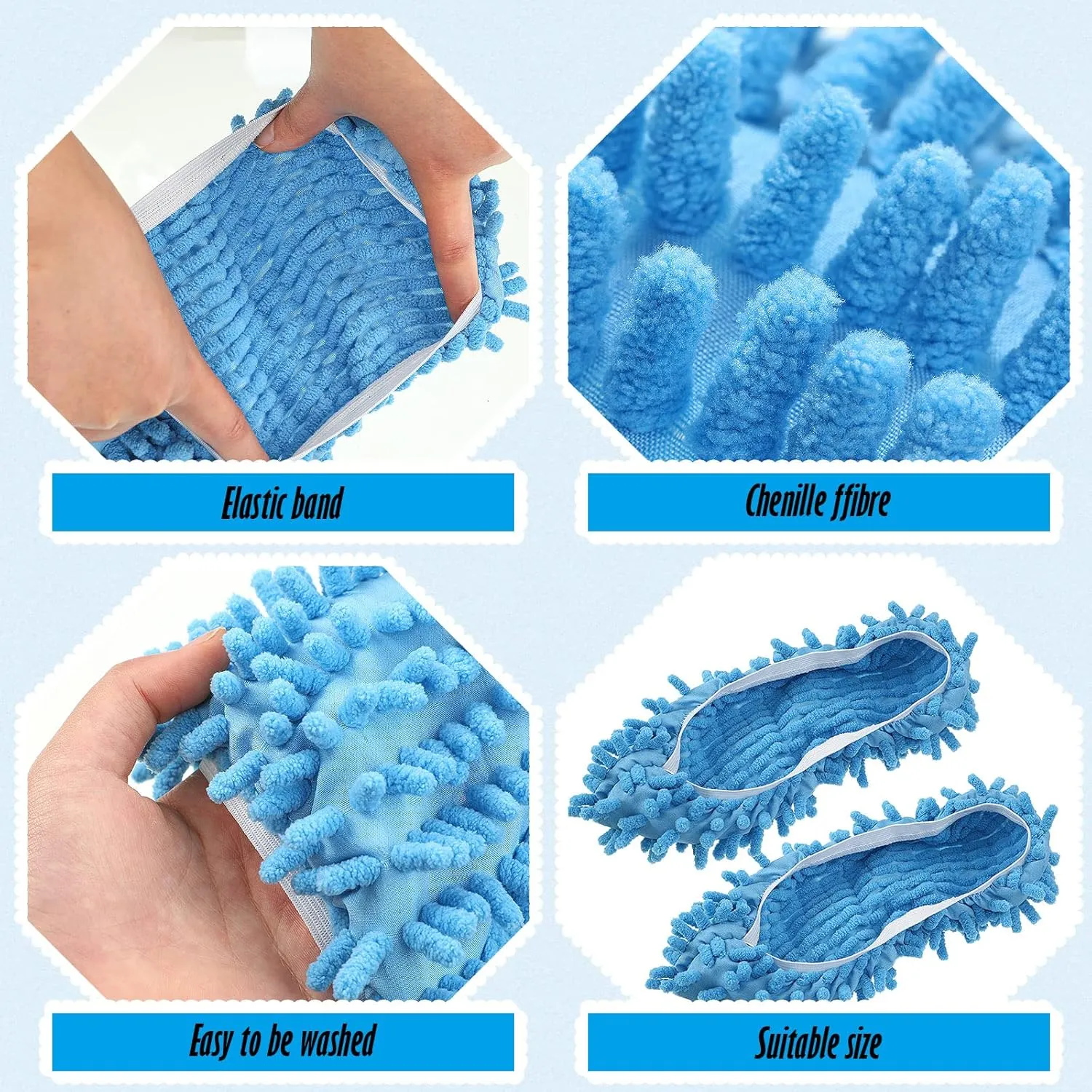 20 Pcs CHENGU Mop Slippers Shoes Cover for Floor Cleaning Microfiber Cleaning House Dust Mopping Slippers Washable Reusable Mop Socks for Women House Kitchen Office (5 Colors)