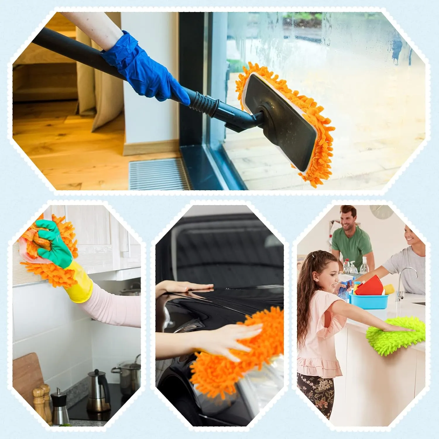 20 Pcs CHENGU Mop Slippers Shoes Cover for Floor Cleaning Microfiber Cleaning House Dust Mopping Slippers Washable Reusable Mop Socks for Women House Kitchen Office (5 Colors)