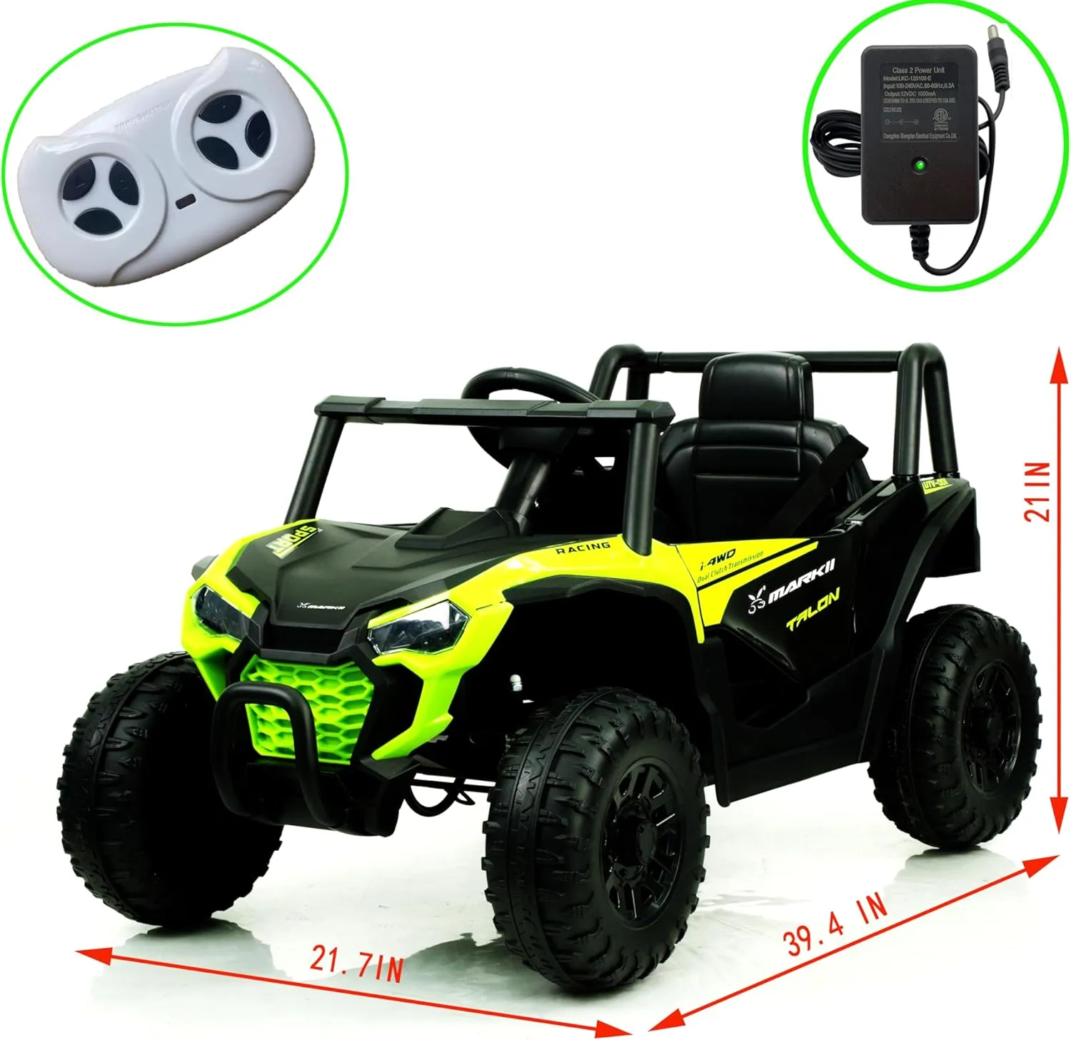2025 Kids Ride On Car,12V Battery Powered 4 Wheeler Electric Off-Road UTV Truck with Remote Control,4 Spring Absorbers,Bluetooth,LED Lights,for 3~6 Years Boys Girls (Green)