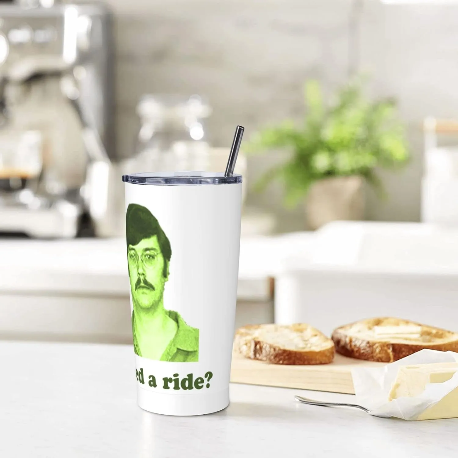 20oz Straw Cup with Straw, Edmund Kemper,Need a ride？Mug,Serial Killers, Cult Leader Mug, Dark Humor Mug, Funny Coffee Mug