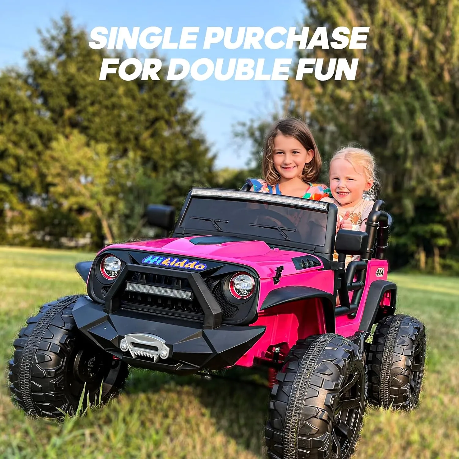 24V 9Ah Ride on Toy for Big Kids, 4WD 2 Seater Ride-on Truck Car Kids Electric Vehicle w/Remote Control, 4x200W Motor, 4Mph Max Speed - Rose Pink