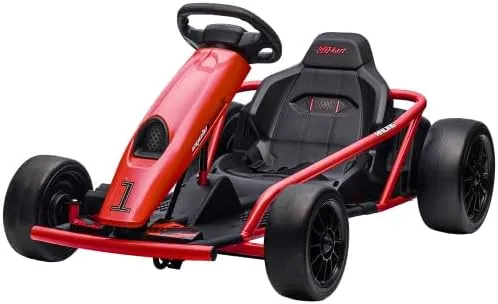 24V Electric Go Kart, Electric Toy Car, Racing Kart, Go Kart Toy Car, Drift Car Battery Powered Outdoor Ride-On Toy with Slow Start, Music, Horn and Seat Belts, Suitable for Kids 8-12 Years Old
