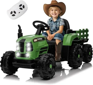 24V Ride on Toy for Big Kids, 24V Ride on Tractor w/Remote Control, 400W Motor, Kids Electric Vehicles Ride On Tractor Car for Ages 3 , USB, LED light, Bluetooth, 3 Speed Adjustable (Emerald)
