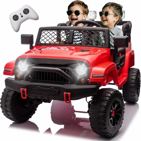 24V 2 Seater Ride On Toys Car for Big Kids, 4WD Electric SUV Car w/Remote Control, 4x100W Powerful Engine, Four-Wheel Suspension, Bluetooth, LED Lights, USB, Power Car Wheels for for Boys Girls,Red