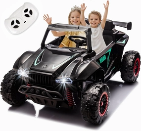 24V 2 Seater Ride on Toys for Girls&Boys, Electric Car w/20.47" Wide Seat, 6.21 Mph Max Speed, 24V Ride On Car w/Spring Suspension, Bluetooth, Music, Lights, Power Car Wheels for Big Kids (Black)