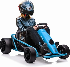 24V 9Ah Kids Ride On Go Kart Toy, High Speed 8MPH Drifting Car with Powerful Motors, Large Seat,Slow Start Function,High/Low Speed, Music, Max Load 180lbs Racing Toy for Kids 8-12 Years