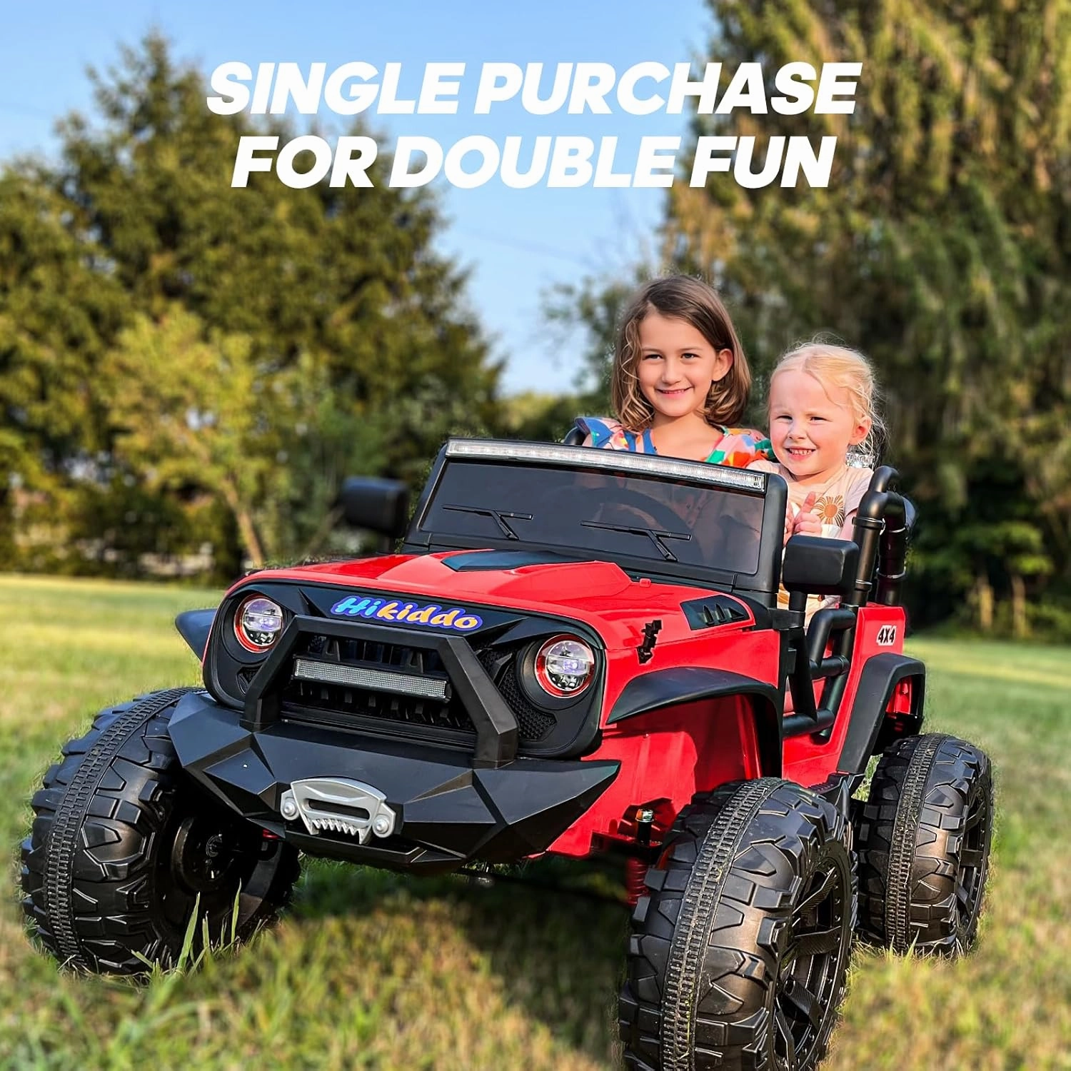 24V 9Ah Ride on Toy for Big Kids, 4WD 2 Seater Ride-on Truck Car Kids Electric Vehicle with Remote Control, 4x200W Motor - Red