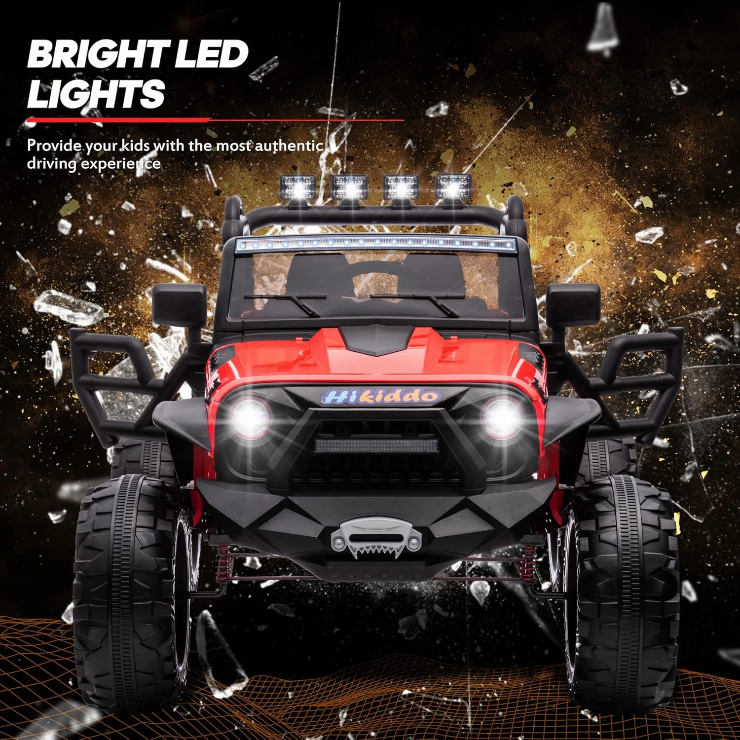 24V 9Ah Ride on Toy for Big Kids, 4WD 2 Seater Ride-on Truck Car Kids Electric Vehicle with Remote Control, 4x200W Motor - Red