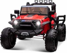 24V 9Ah Ride on Toy for Big Kids, 4WD 2 Seater Ride-on Truck Car Kids Electric Vehicle with Remote Control, 4x200W Motor - Red