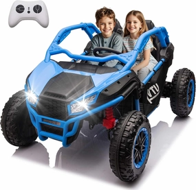 24V Ride on Toy for Big Kids, 2 Seater UTV w/Remote Control, 6 MPH, 400W Power Engines, Kids Electric Vehicles w/20 Spacious Seat, 3 Speeds, Bluetooth, Power Vehicles Wheels for Boys Girls, Blue