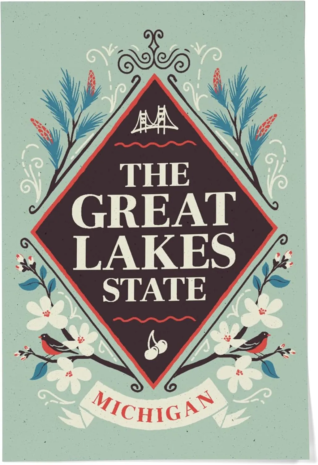 24x36 Inch Giclee Print, Michigan, State Motto Crest, State Series