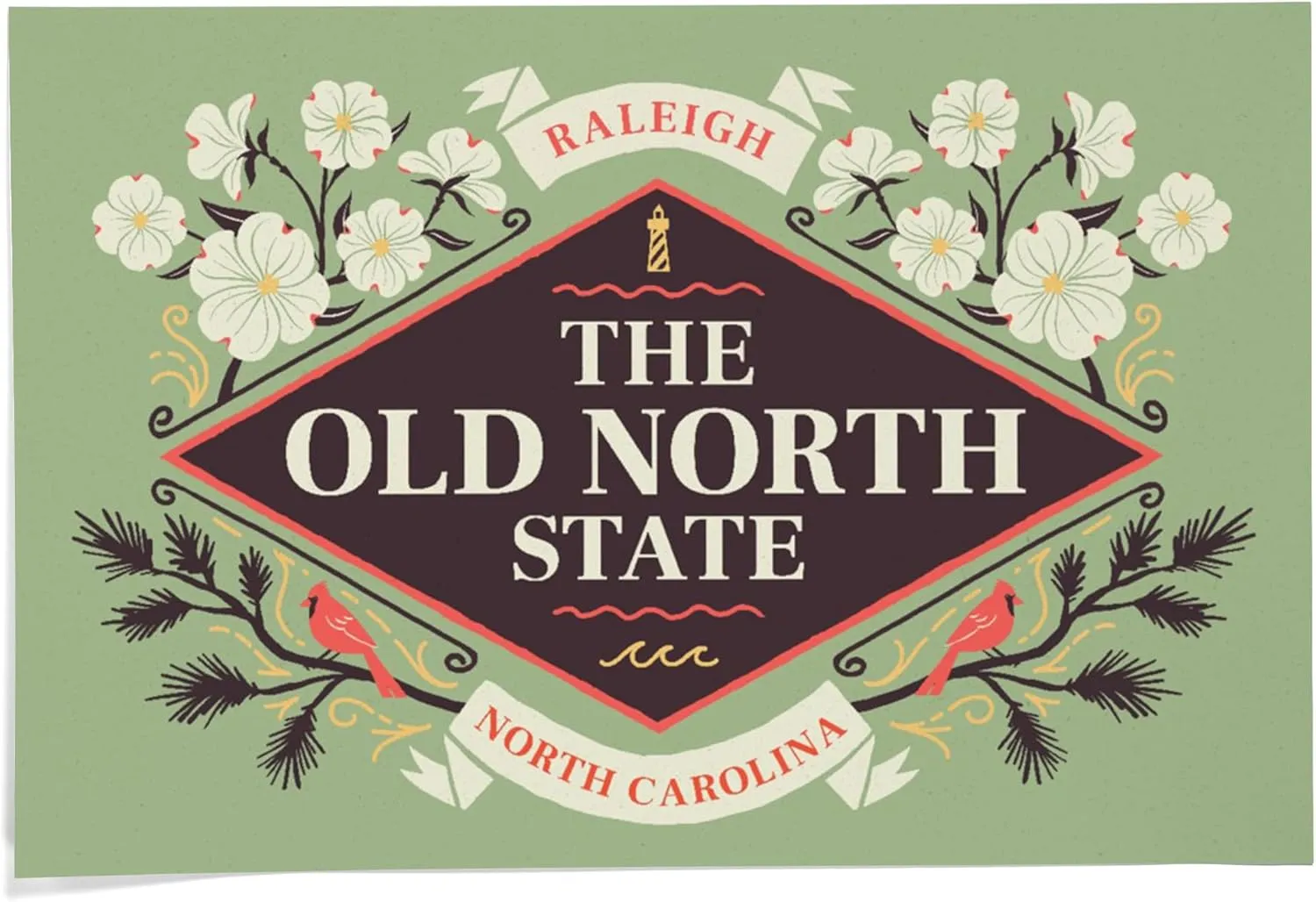 24x36 Inch Giclee Print, Raleigh, North Carolina, State Motto Crest, State Series