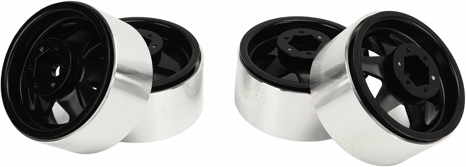 2.2 Inch RC Car Beadlock Wheels Rim, 4Pcs Metal Beadlock Wheel Rim, Offset ‑8.9mm, Hub Wheel Rims for SCX10 90046, for D90, for HSP, for Redcat, for Tamiya, HPI