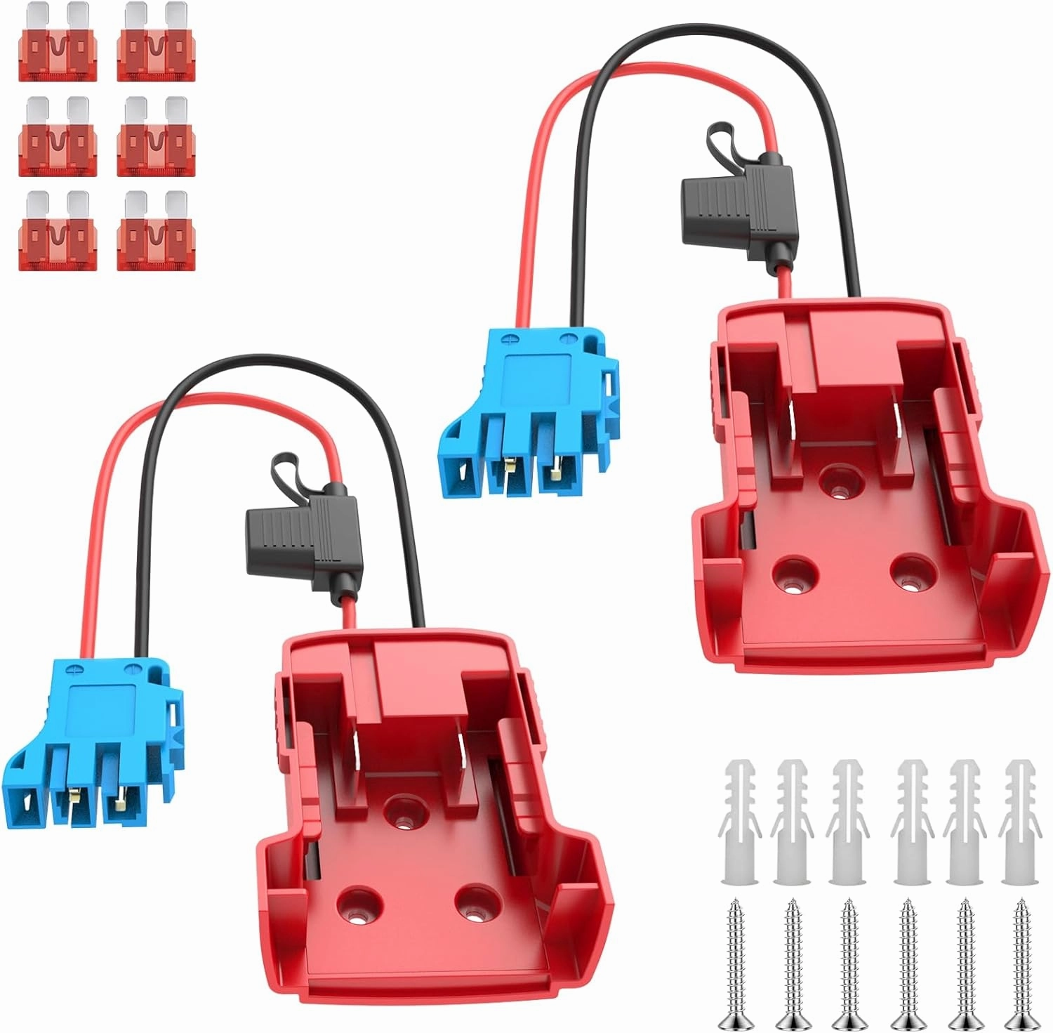 2 Packs Power Wheel Battery Adapter Compatible with Milwaukee 18V Battery with Wire Harness Compatible with Peg-Perego Children's Ride-on Car- Includes 12AWG Wires, 40A Fuse