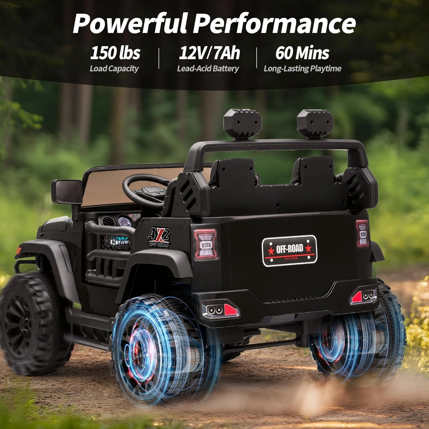 2-Seater Ride on Truck Car for Kids, 12V Electric Truck Car for Boys Age 3-8 w/Remote Control, Bluetooth, Capacity 150lbs - Black
