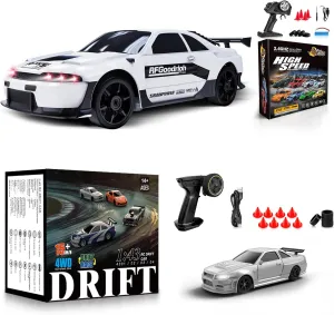 2PCS RC Drift Car, 1:24 Remote Control Car 4WD 15KM/H High Speed Racing Sport Car And 1/43 Scale 2.4GHz Full Proportional Mini RC Remote Control Sports Car for Kids Boys Girls Adults Gifts Birthday Ch