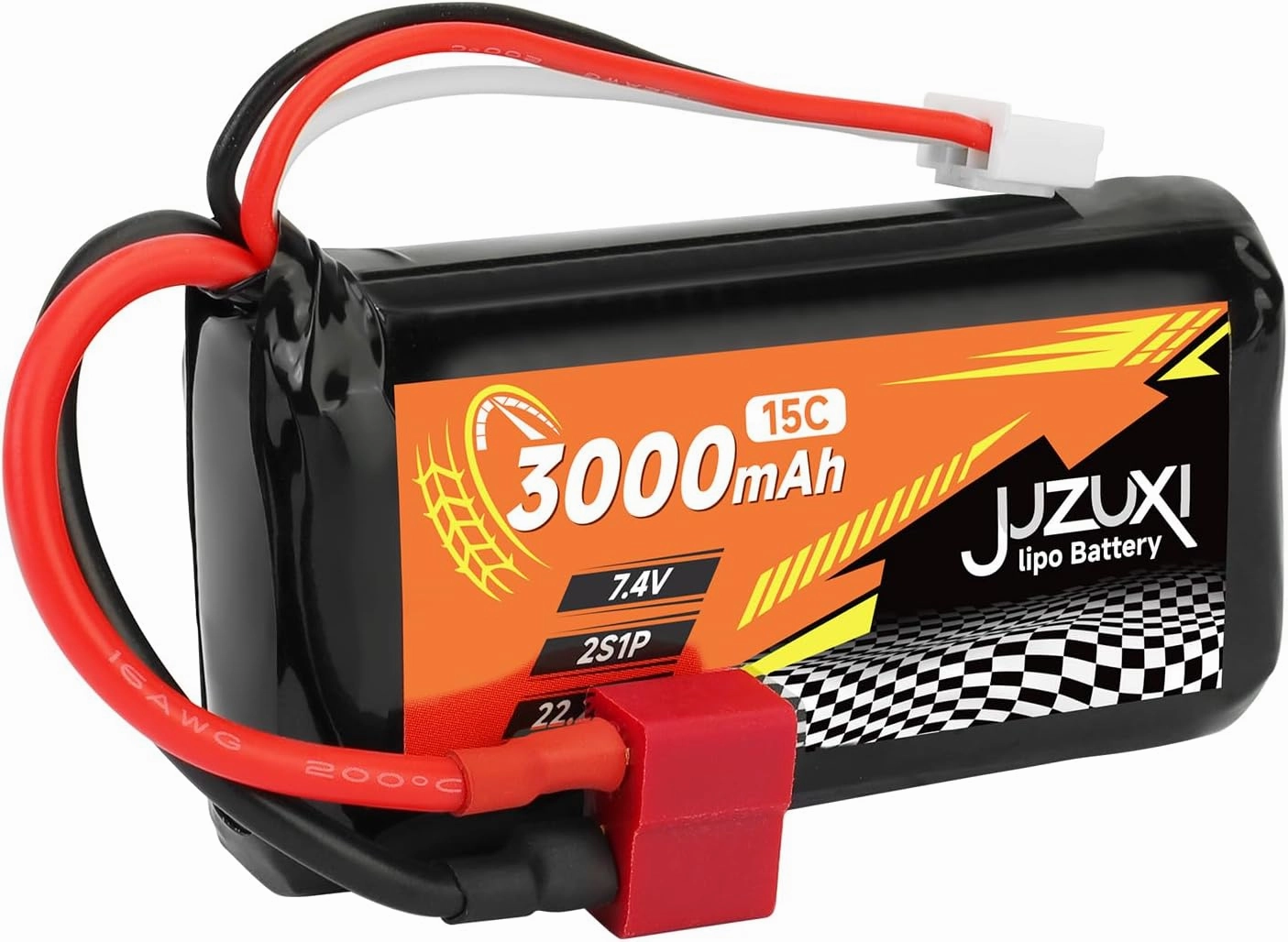 2Pcs 7.4V Li-ion Battery 3000mAh 2S 15C Rechargeable Batteries with XH & T-Plug Connector and 2Pcs Chargers Compatible with WLtoys 12423 MJX 14301 14302 14303 H16PL RC Cars Truck Boat
