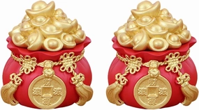 2pcs Lucky Fortune Money Bag Model Resin Decorative Pouch for Car Home Chinese Style Adornment