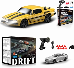 2PCS RC Drift Car, 1:24 Remote Control Car 4WD 15KM/H High Speed Racing Sport Car And 1/43 Scale 2.4GHz Full Proportional Mini RC Remote Control Sports Car for Kids Boys Girls Adults Gifts Birthday Ch