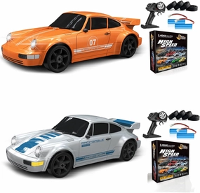 2PCS Remote Control Car RC Drift Car 2.4GHz 1:24 4WD 15KM/H High Speed Racing Sport Car with LED Lights Drifting Tire Racing Sport Toy for Adults Boys Girls Kids Gift 2Pcs Rechargeable Batteries