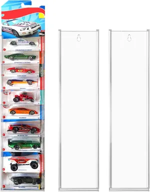 3 Pack Acrylic Model Car Display Case Wall Mount Compatible with Hot-Wheels Match-Box Packaged Cars- Accommodate to 30 Cars - Classic Card Toy Storage Organizer Case Display Shelf Rack Wall Storage