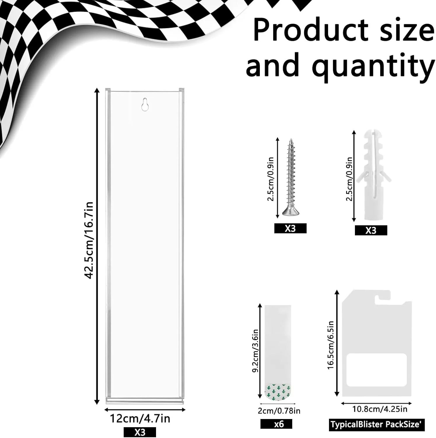 3 Pack Acrylic Model Car Display Case Wall Mount Compatible with Hot-Wheels Match-Box Packaged Cars- Accommodate to 30 Cars - Classic Card Toy Storage Organizer Case Display Shelf Rack Wall Storage