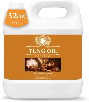 32 OZ Tung Oil for Wood Food Safe, 100% Pure Tung Oil for Wood Outdoor, Food Grade Wood Sealer, Waterproof Sealer for Wood, Wood Sealer Indoor, Tung Oil Finish, Wood Oil for Outdoor Furniture/Board