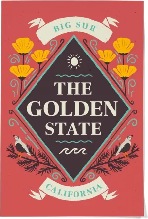 36x54 Inch Giclee Print, Big Sur, California, State Motto Crest, State Series