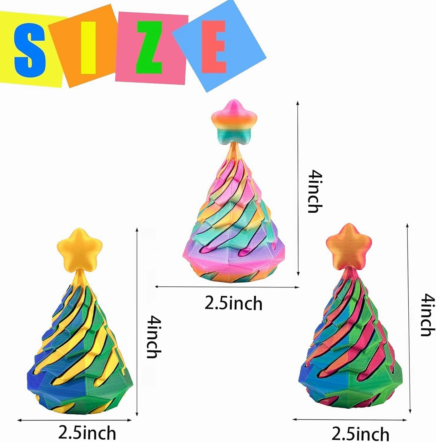3 Packs Christmas Tree Impossible Cone, Xmas Tree 3D Printed Spiral Cone Fidget Toy Impossible, Spiral Cone Fidget Toy, Birthday Gifts Christmas Decorations for Home Office Work Anxiety Relaxing