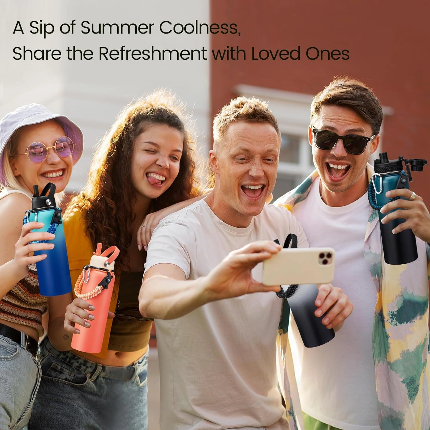 40 oz Insulated Water Bottle - Cold 48H & Hot 24H, Reusable Metal Water Bottle Hydro Cup with Paracord Handle Straw Spout Lids, Carrier Bag, Wide Mouth Thermal Mug for Sports Fitness Hiking