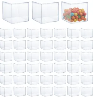48 Pcs Acrylic Boxes 2x2x2 Inch Acrylic Square Cube Acrylics Candy Box Acrylics Boxes with Lids, for Candy,Gift,Stackable Cubes Container, with Lid Square Cubes Storage Box