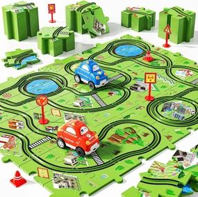 48 PCS Puzzle Track Car Set for Boys Kids 3-5, Toddler Boys Toys for 3 4 5 6 Years Old, Puzzle Race Tracks Car Toys, Birthday Gifts for Kids 3 4 5 6 7 8 Year Old Boys Girls