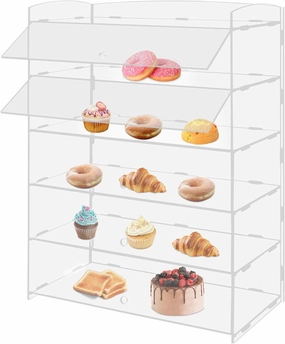 4 Layers Pastry Display Case, 18.7*8.46*24.4in Wall-Mounted Dustproof Showcase for Collectibles Action Figure, Adjustable Countertop Display